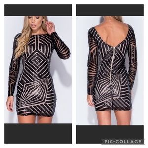 Long Sleeve Sequin Mini Dress